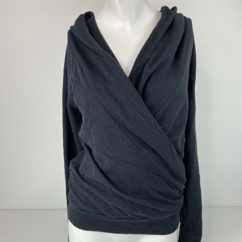 Fabletics Black Hooded Sweatshirt Overlapping XS